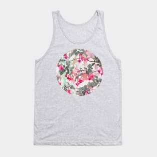 Rainbow Fuchsia Floral Pattern - with grey Tank Top